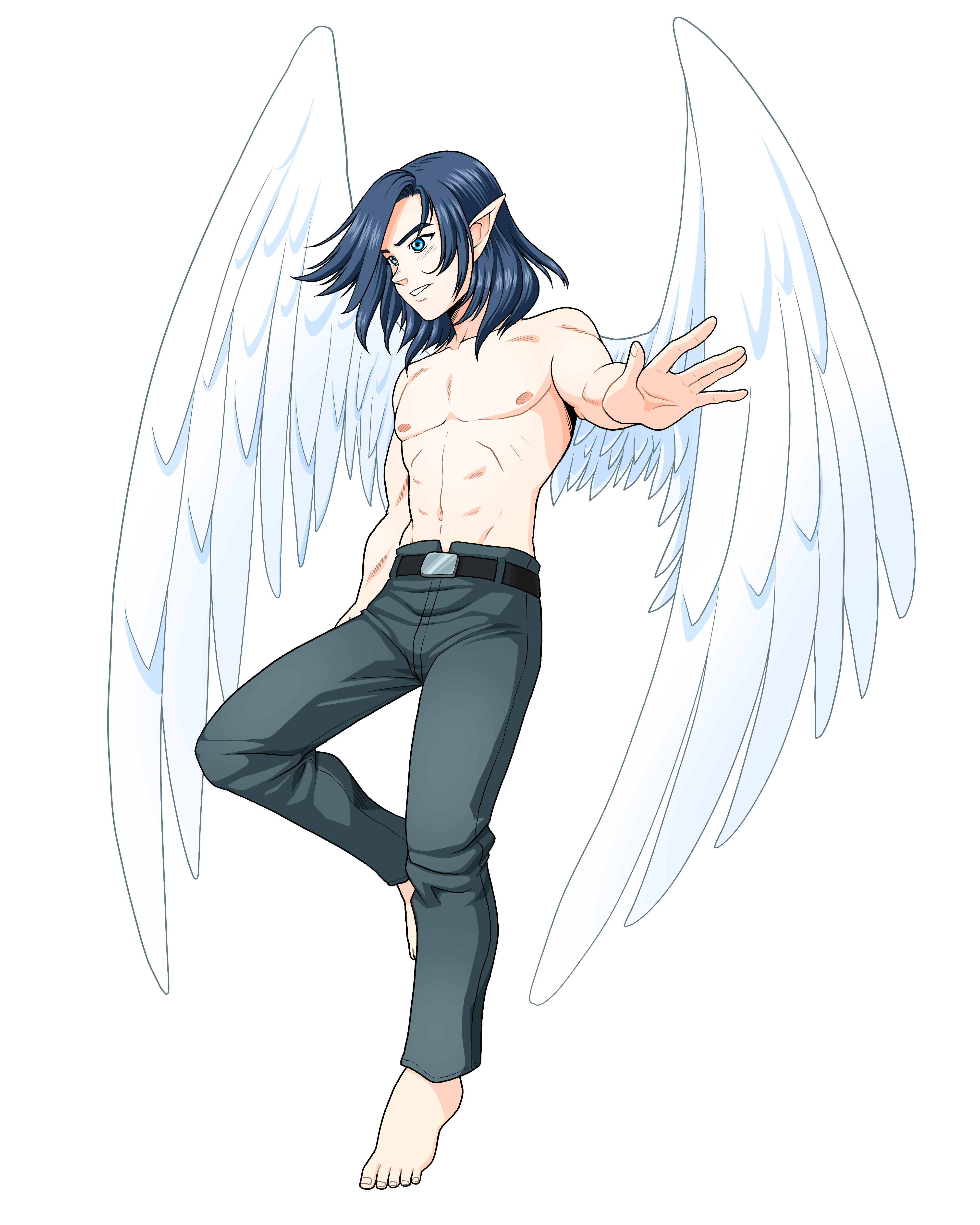 Angelic Warrior - Pixel art winged character class in free pirate MMORPG